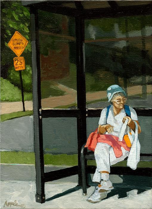 Speed Bumps Ahead -  urban painting Painting by Linda Apple