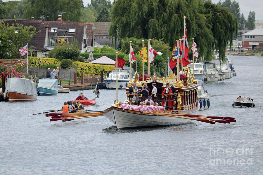 Spelthorne River Day with Queens Rowbarge Gloriana Photograph by Julia Gavin