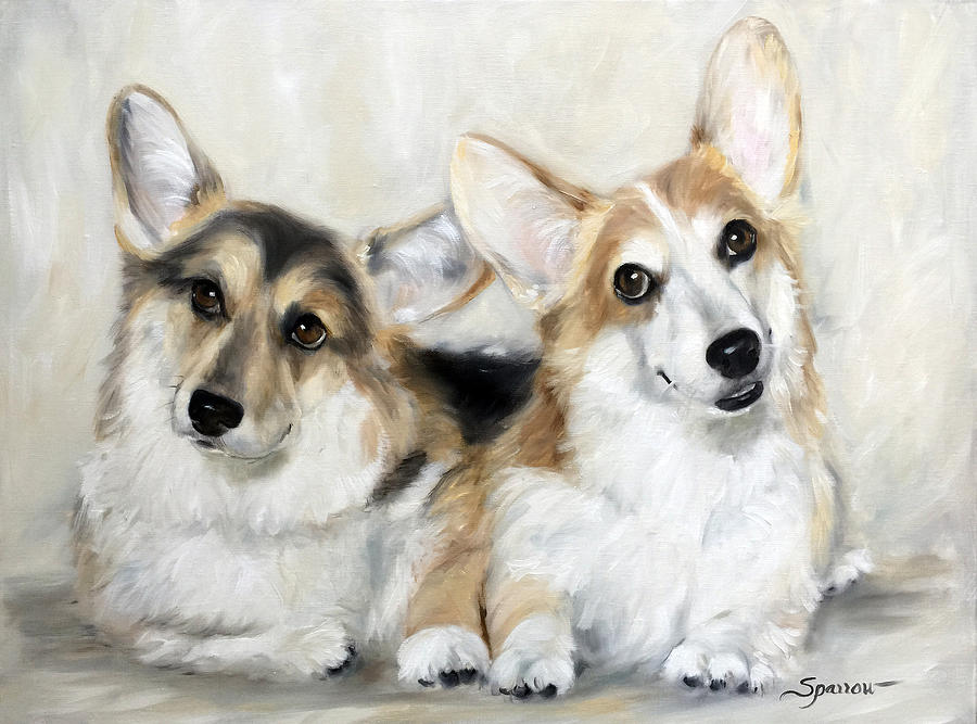 Dog Painting - Spencer and Angus by Mary Sparrow
