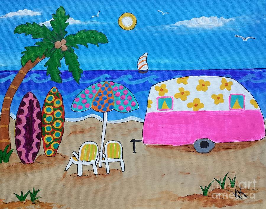 Beach Painting - Spending Time on the Beach by Karleen Kareem