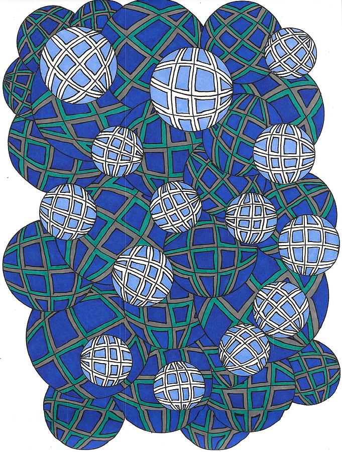 Ball Drawing - Spheres in Blue by Roberta Dunn