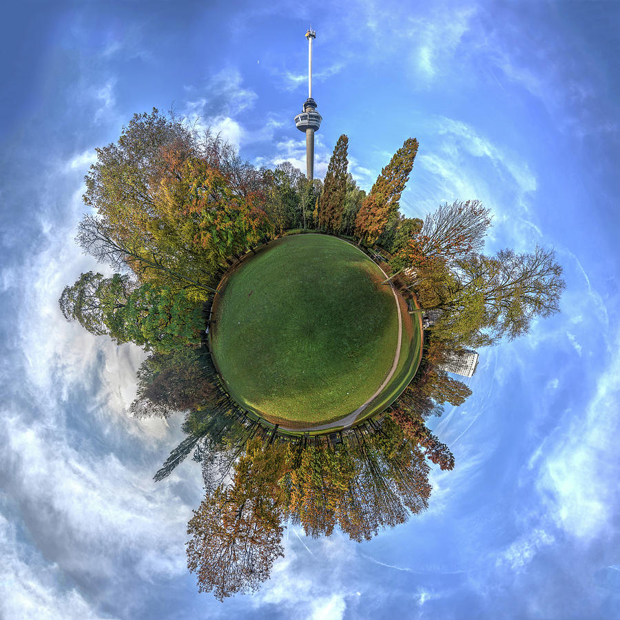 Tree Photograph - Spherical Panorama Park and Euromast by Frans Blok