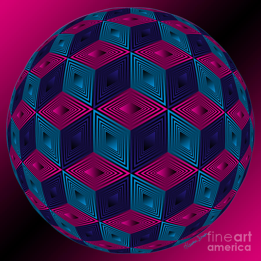 Spherized Pink Purple Blue and Black Hexa Digital Art by Heather Schaefer