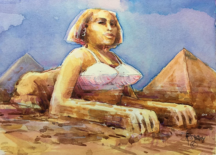Sphinx in a Bullet Bra Painting by Ronald Shelley
