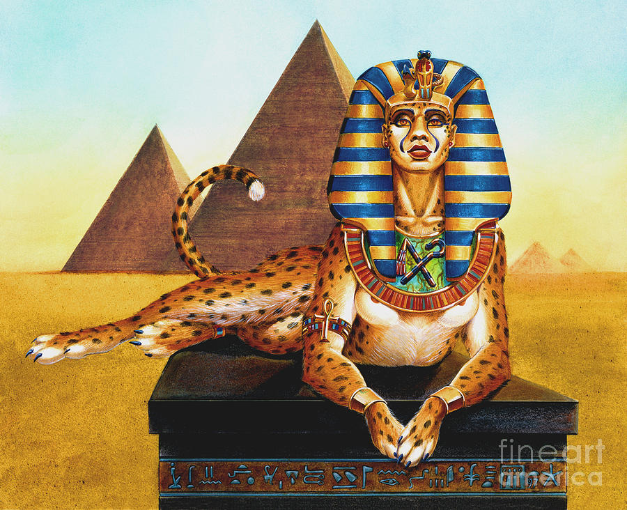 Sphinx on Plinth Painting by Melissa A Benson