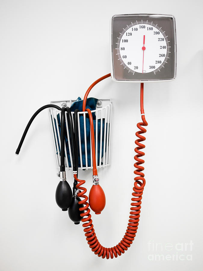 Device Photograph - Sphygmomanometer Blood Pressure Gauge in a Doctors Office by Paul Velgos