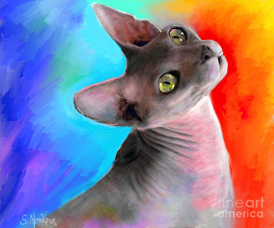 Austin Painting - Sphynx Cat painting by Svetlana Novikova