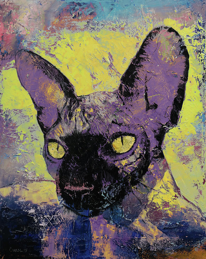 Sphynx Cat Painting Painting by Michael Creese