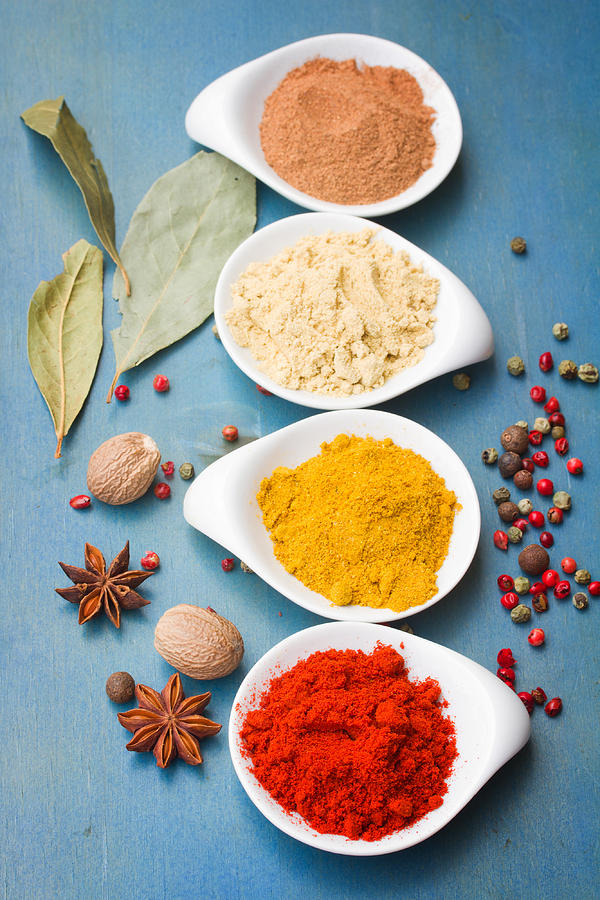 Spices On Blue Photograph