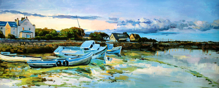 Sunset Painting - Spiddal Harbour by Conor McGuire
