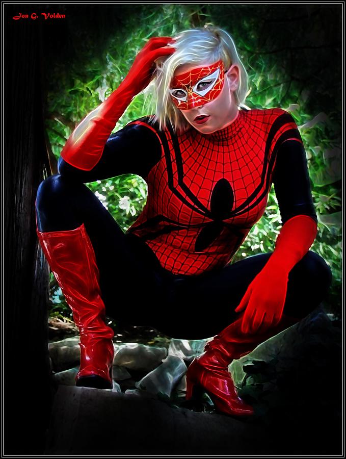 Spider Gal Painting by Jon Volden