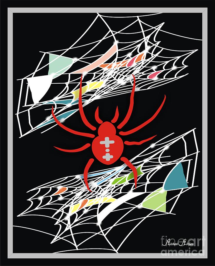 Abstract Mixed Media - Spider Net - Inter Net by Michael Mirijan