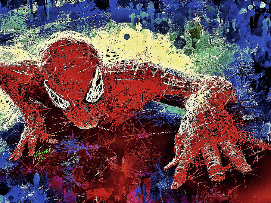 Spiderman Climbing Mixed Media by Al Matra