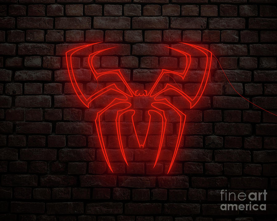 Spiderman Neon Style in red light Painting by Pablo Romero - Pixels