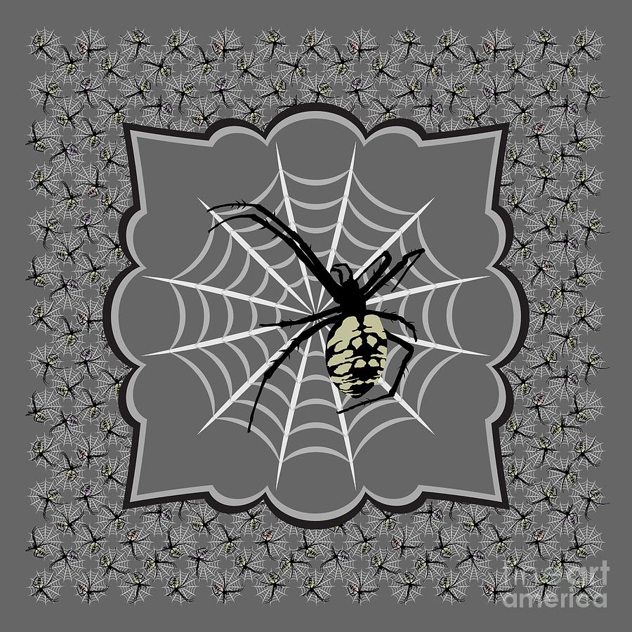 Spiders and Webs, Gray and Black Digital Art by MM Anderson