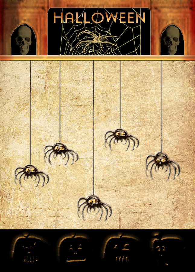 Spider Digital Art - Spiders For Halloween by Arline Wagner