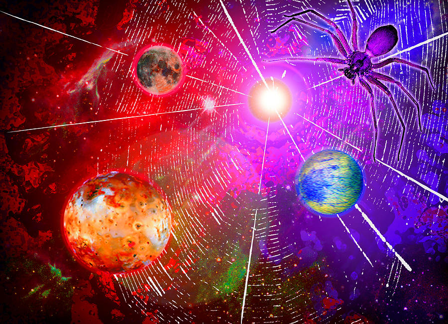 Spider Webs Photograph - Spiders In Space - She Waits by James Temple