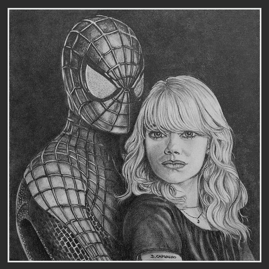 Spidey and Gwen Drawing by Daniel Carvalho