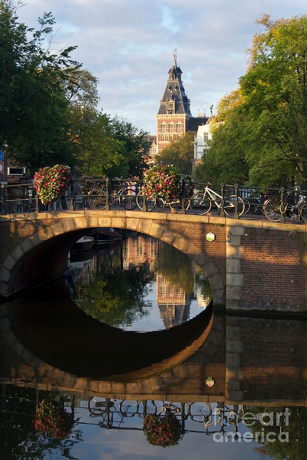 Bridge Photograph - Spiegelgracht canal in Amsterdam. Netherlands. Europe by Bernard Jaubert