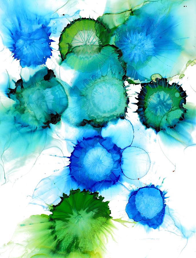 Spikey Blue flowers Painting by Louise Adams