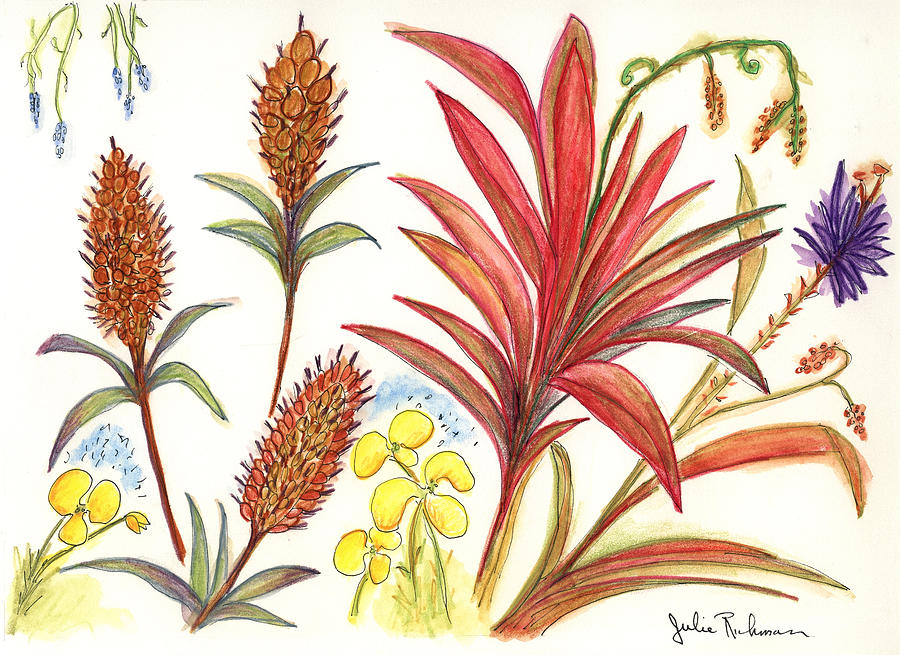 Garden Painting - Spiky Florida Flowers by Julie Richman