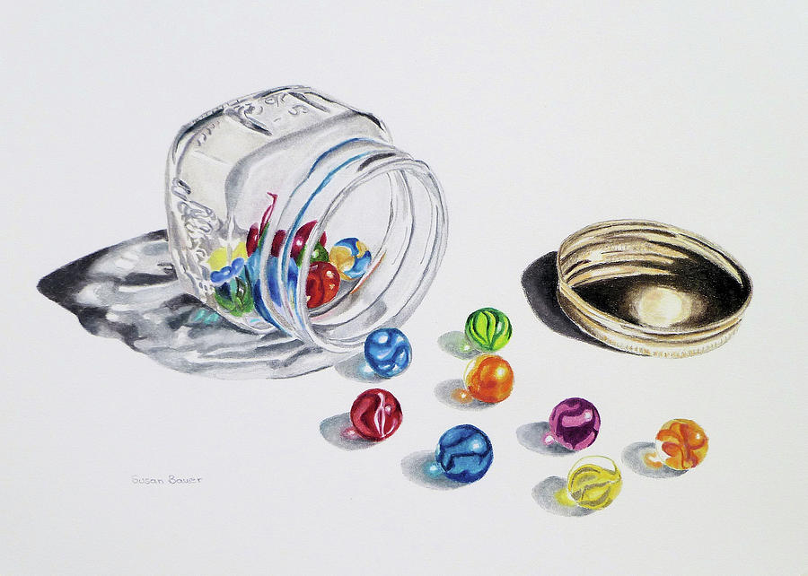Spilled Marbles Painting by Susan Bauer