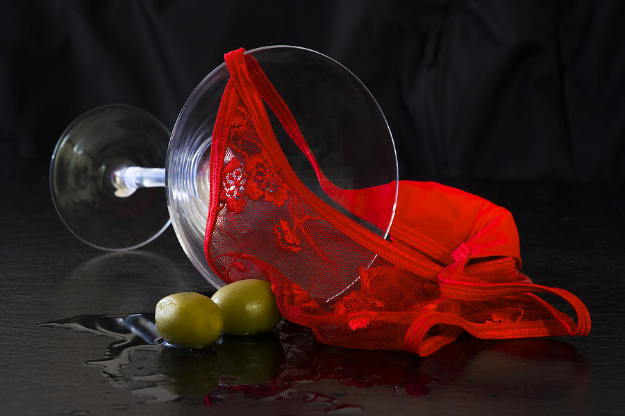 Spilled Martini With Red Panties Photograph