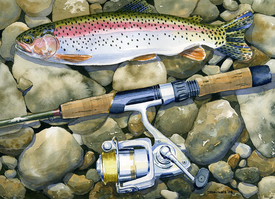 Fish Painting - Spin Trout by Mark Jennings