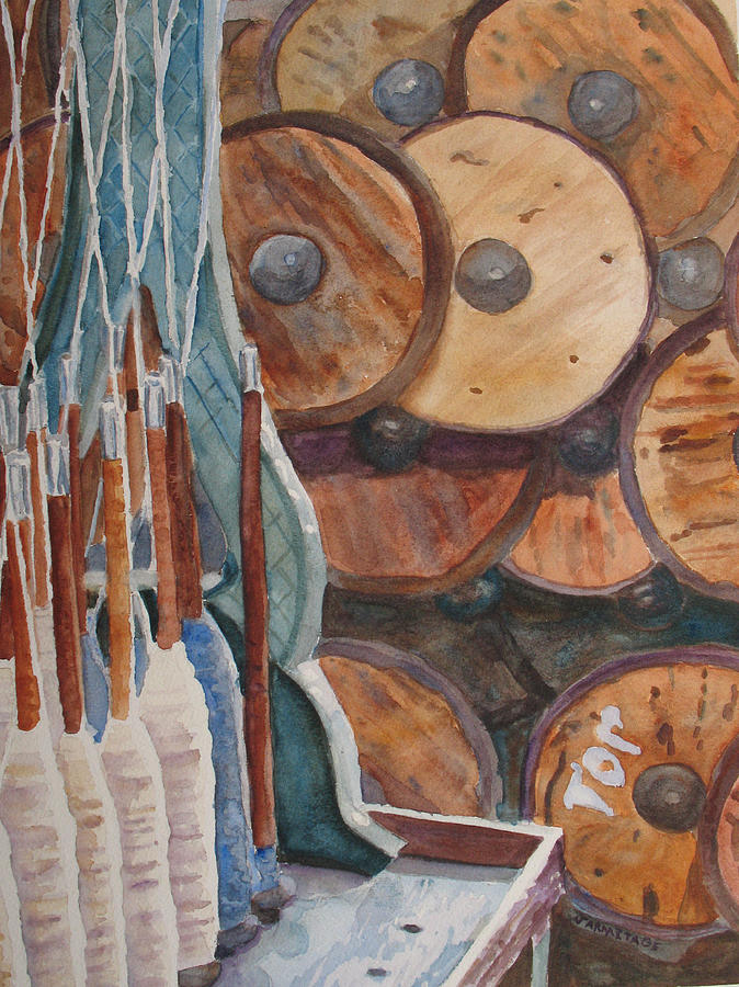 Vintage Painting - Spindles and Spools by Jenny Armitage