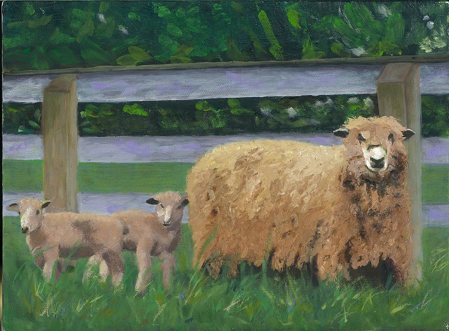 Sping Lambs Painting by Paula Emery
