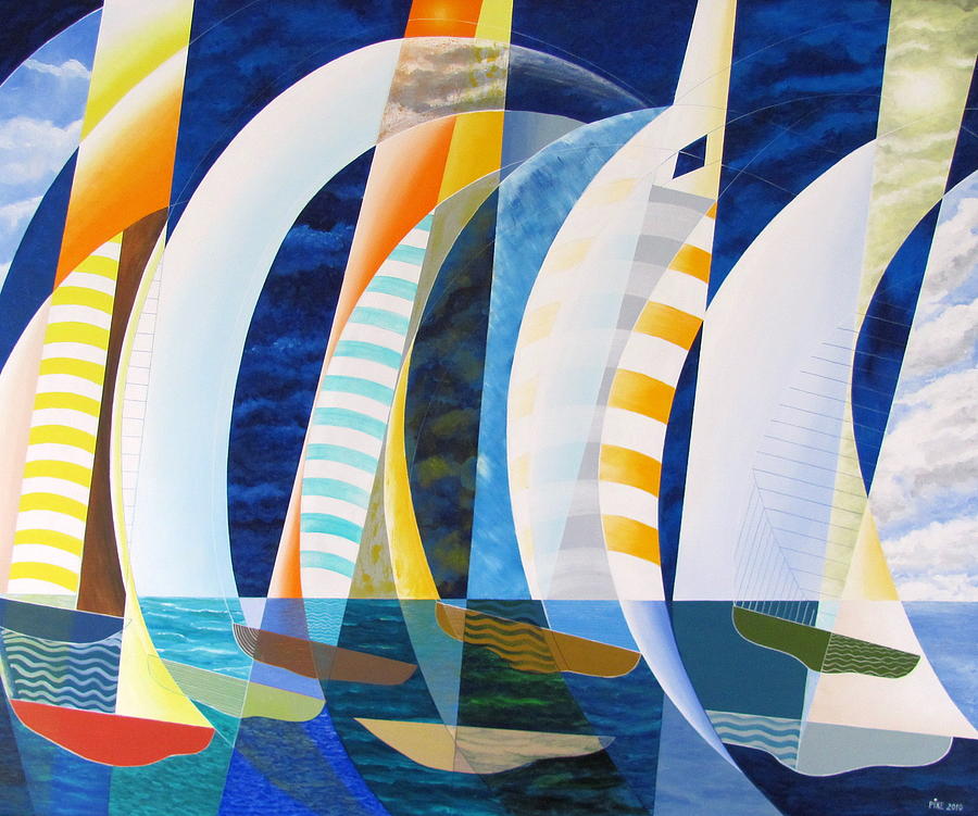 Spinnakers Up Painting by Douglas Pike