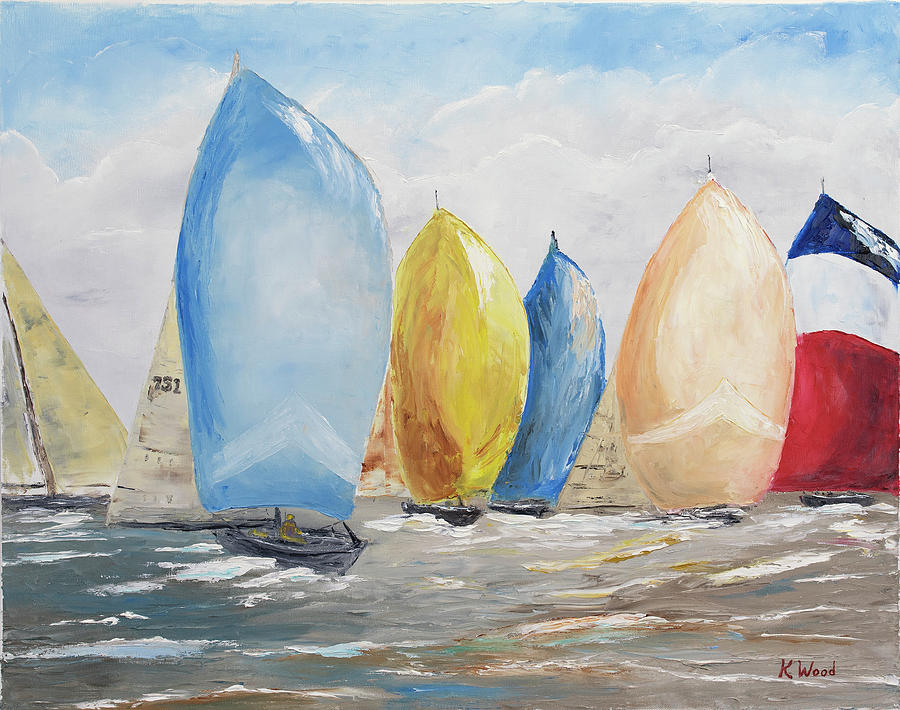Spinnakers Up Painting by Ken Wood