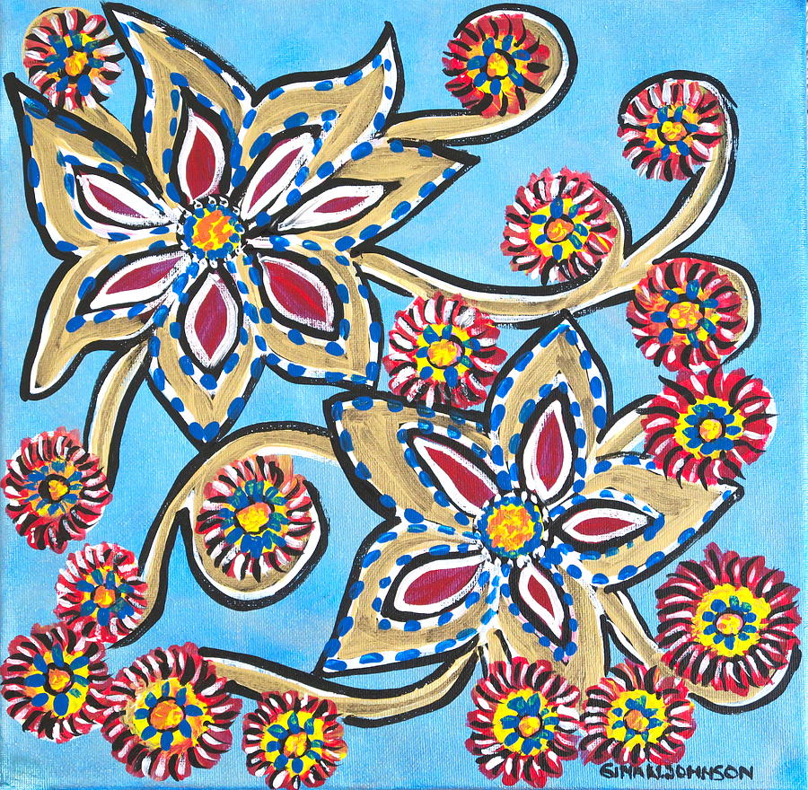 Spinning flowers Painting by Gina Nicolae Johnson