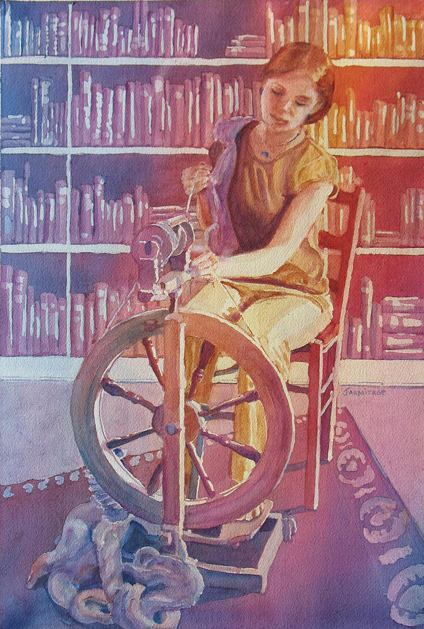 Spinning Tales Painting by Jenny Armitage