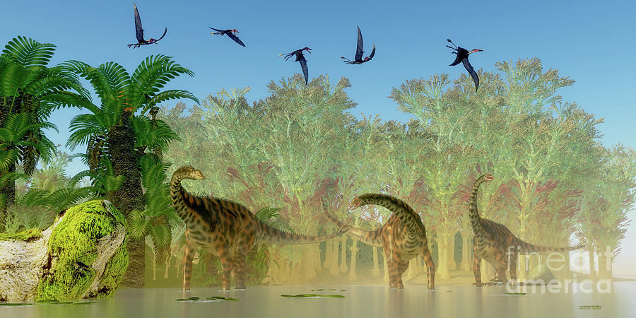 Spinophorosaurus Dinosaurs Swamp Painting by Corey Ford - Fine Art America