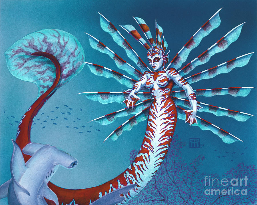 Spiny Mermaid Drawing by Melissa A Benson