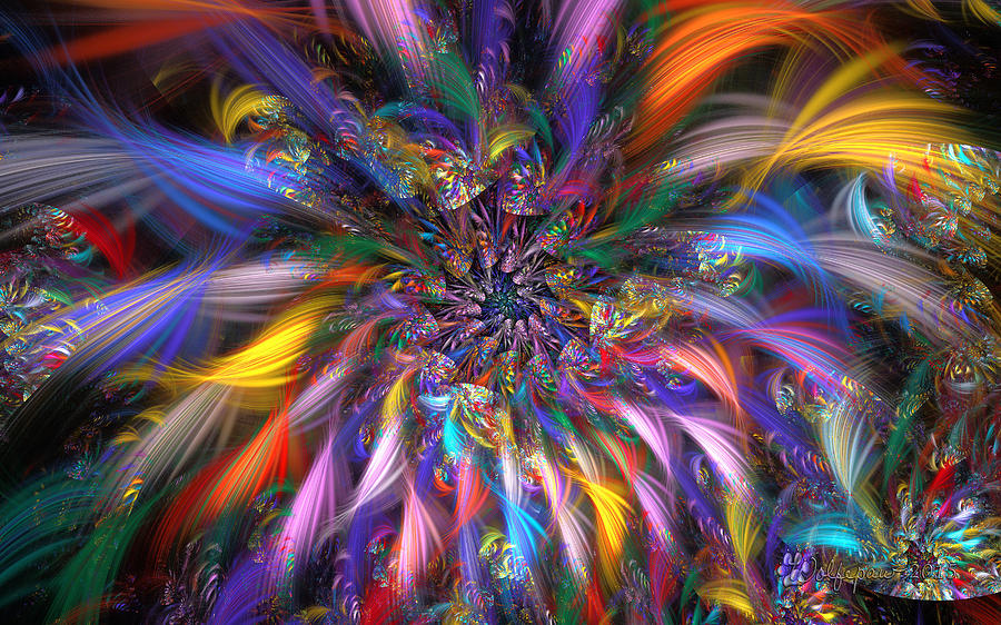 Spiral Fireworks Digital Art by Peggi Wolfe