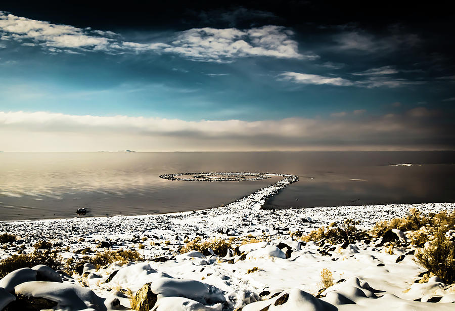 Spiral Jetty in winter Photograph by Bryan Carter