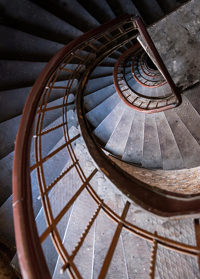 Spiral metal staircase Photograph by Jaroslaw Blaminsky