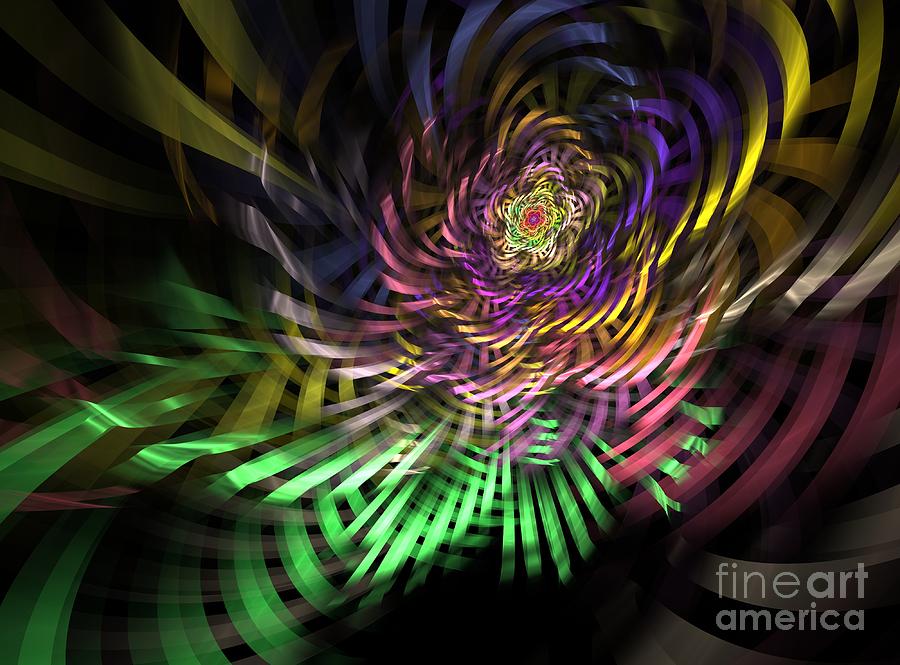 Fractal Digital Art - Spiral Rainbow by Deborah Benoit