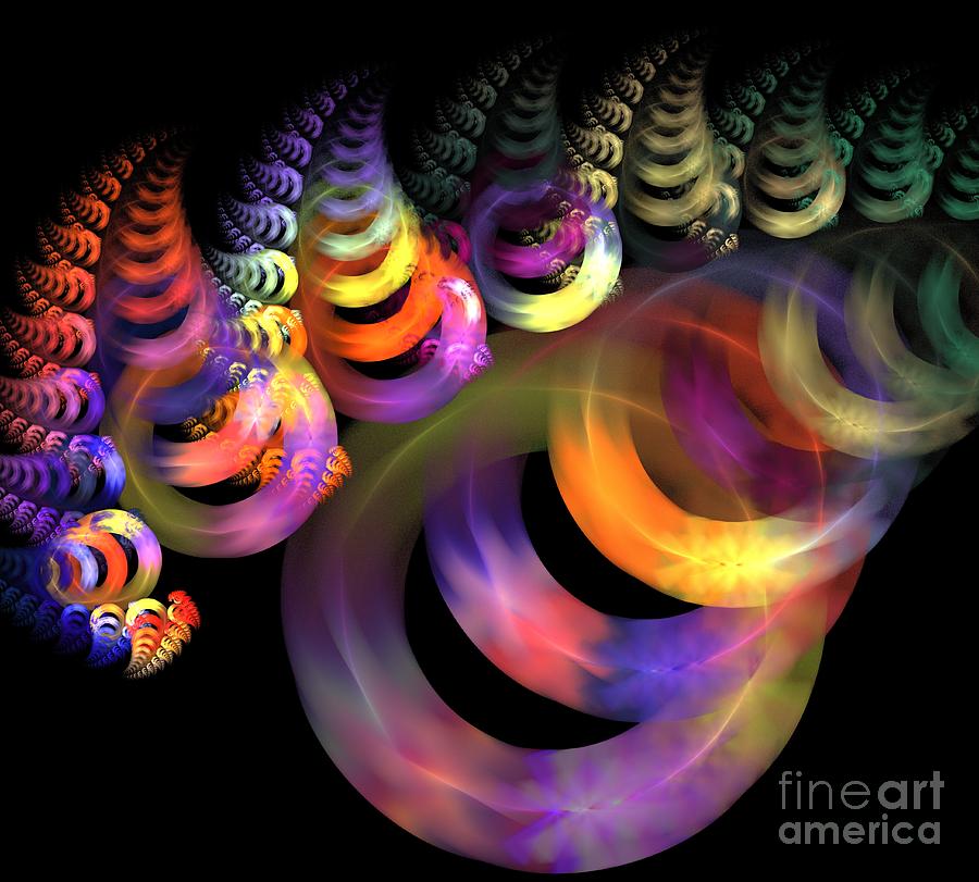 Abstract Digital Art - Spiral Rings by Kim Sy Ok