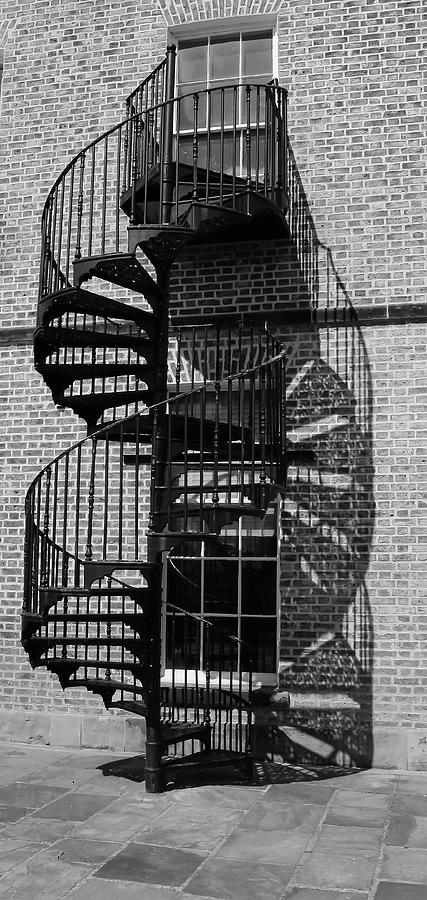 Spiral Staircase and Shadow Monochrome Photograph by Jeff Townsend