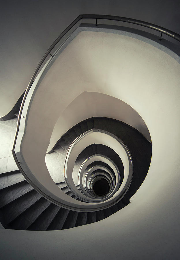Spiral staircase in beige tones Photograph by Jaroslaw Blaminsky