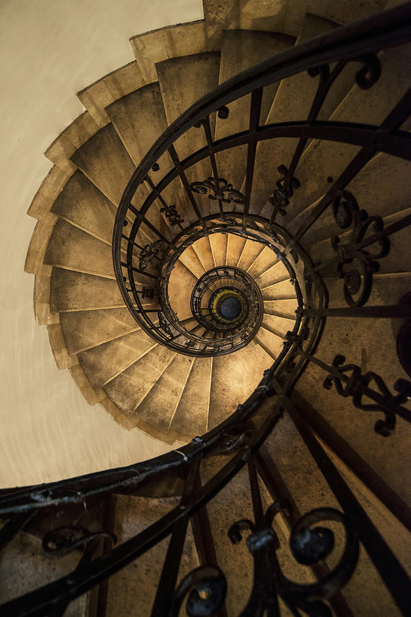 Spiral Staircase in brown and beige tones Photograph by Jaroslaw Blaminsky