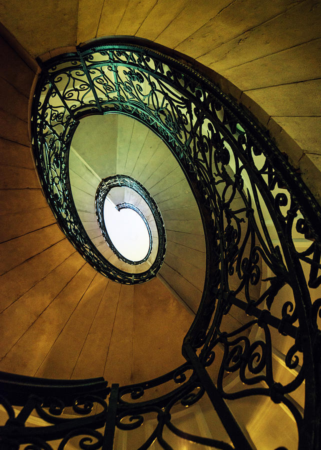 Spiral staircase in brown and green tones Photograph by Jaroslaw Blaminsky