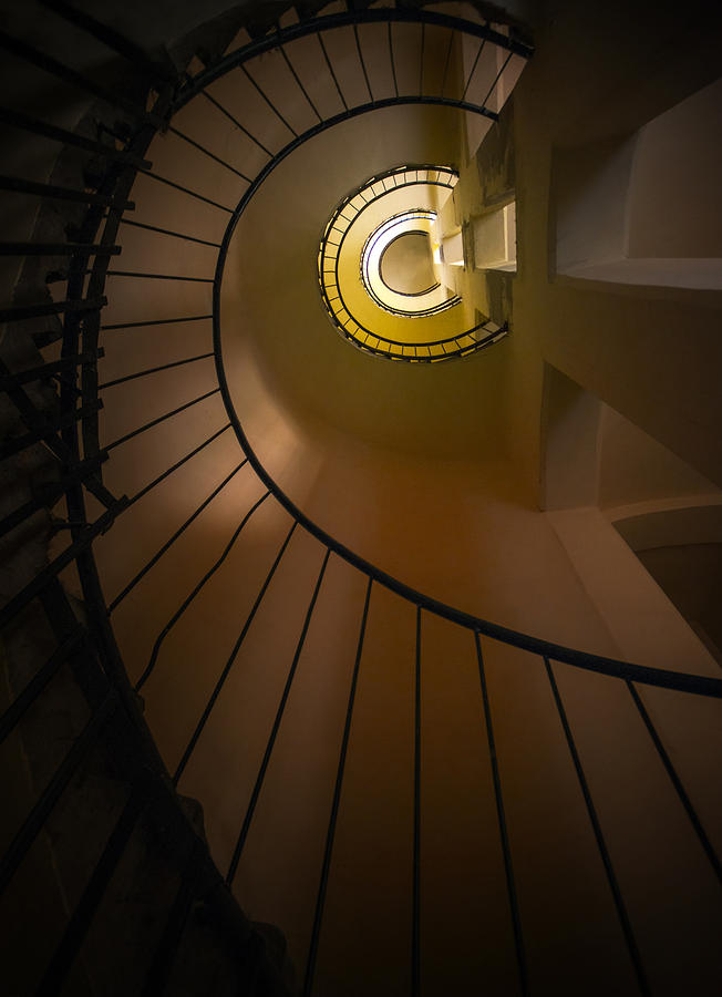 Spiral staircase in brown and yellow tones Photograph by Jaroslaw Blaminsky