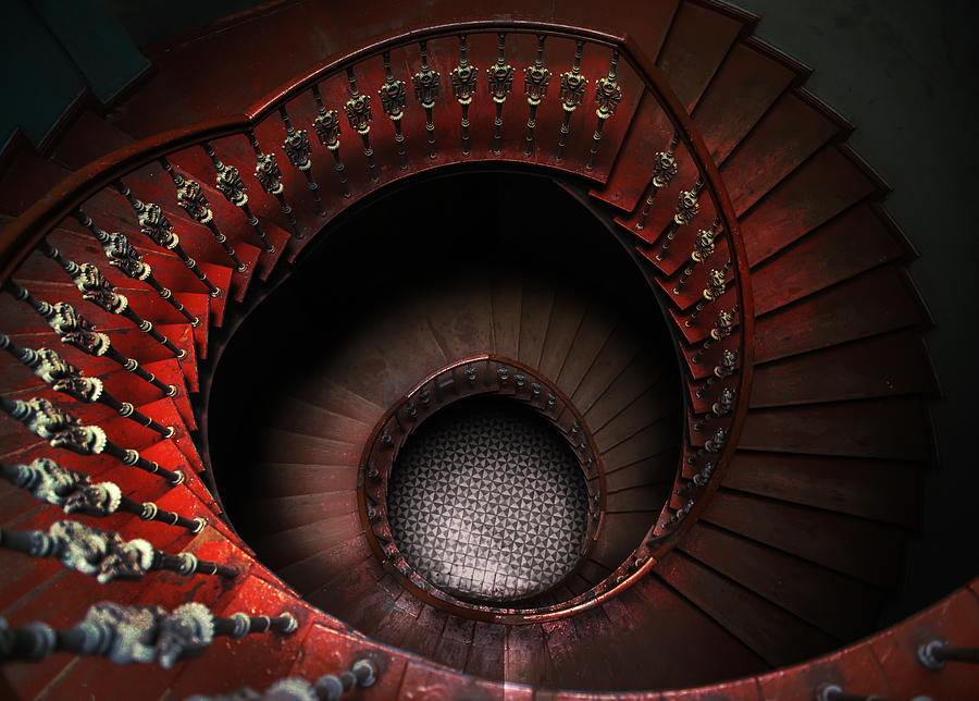 Spiral staircase in red tones Photograph by Jaroslaw Blaminsky