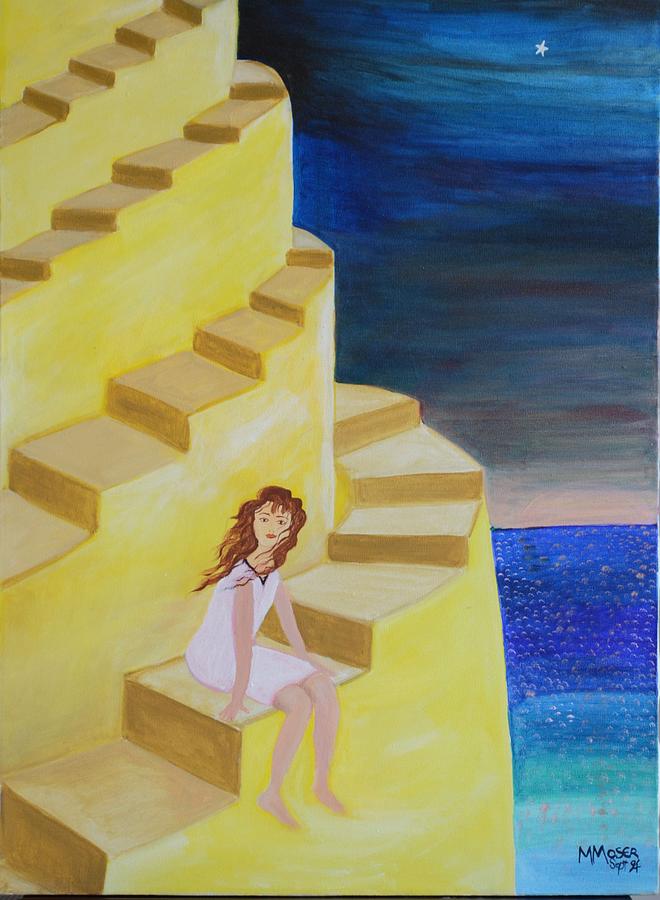 Spiral Stairs Painting by Monica Moser