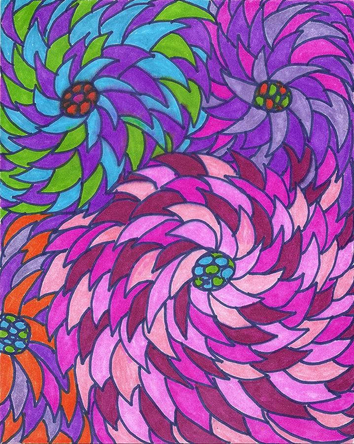 Spiraling Flowers Painting by Wayne Potrafka