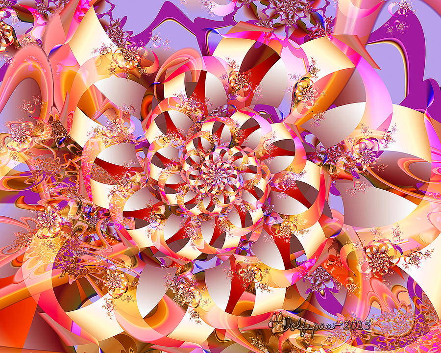 Abstract Digital Art - Spiraling Over Spirals by Peggi Wolfe
